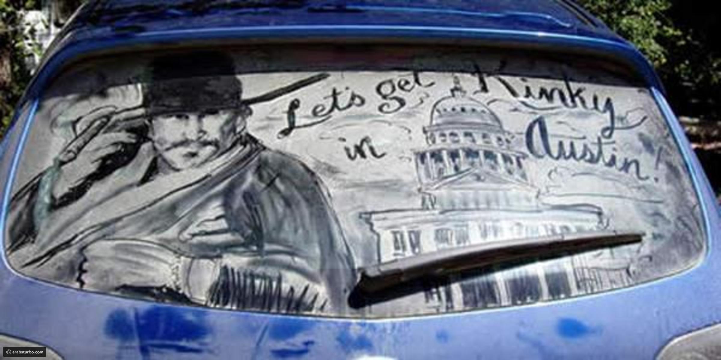 4956 3 الرسم على زجاج السيارات - فن الرسم بالتراب والغبار على زجاج السيارات صائب ظهير