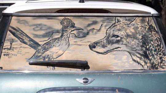 4956 8 الرسم على زجاج السيارات - فن الرسم بالتراب والغبار على زجاج السيارات صائب ظهير